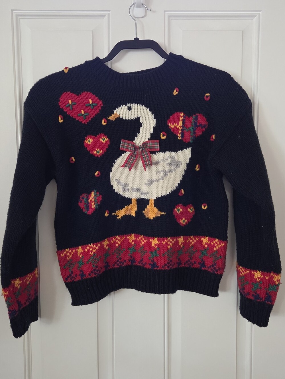 Karen Scott Petites Vintage Goose Heart Cottagecore Sweater Women's Petite M